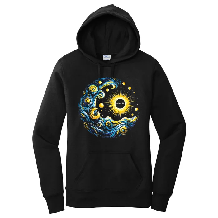 Van Gogh Total Solar Eclipse April 8th 2024 Trending Now Women's Pullover Hoodie