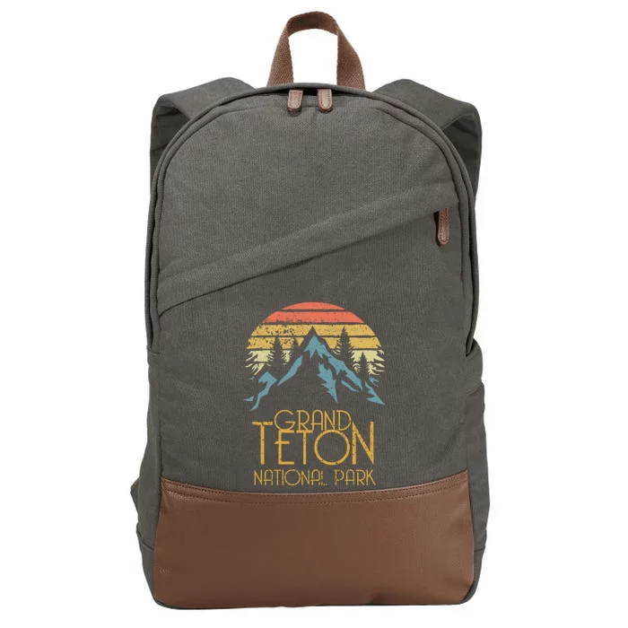 Vintage Grand Teton National Park Wyoming Retro Sweagift Cotton Canvas Backpack