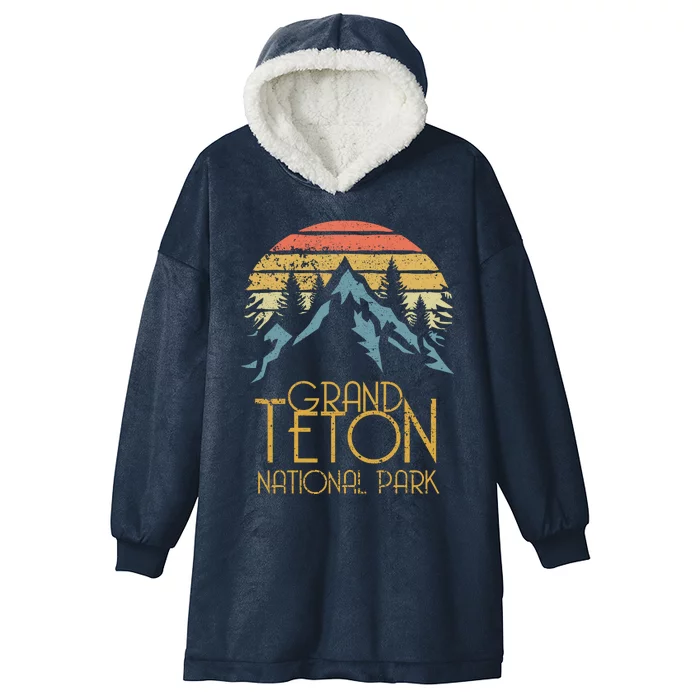 Vintage Grand Teton National Park Wyoming Retro Sweagift Hooded Wearable Blanket