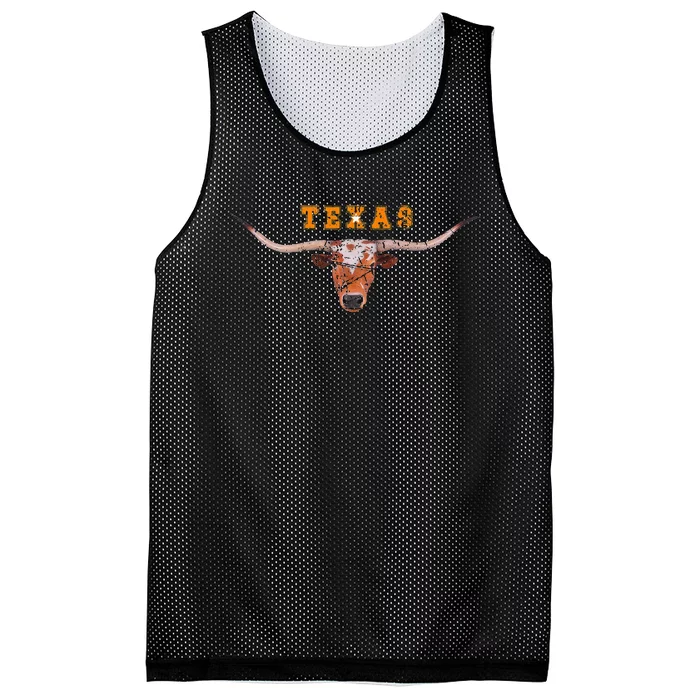 Vintage Grunge Texas Longhorn Design Mesh Reversible Basketball Jersey Tank