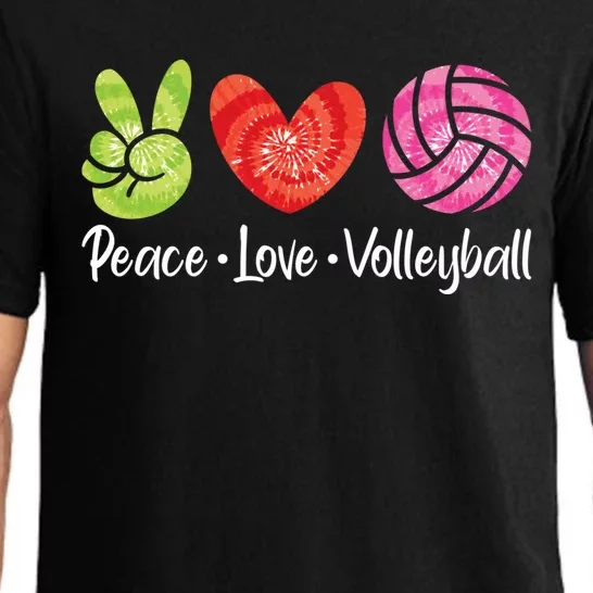 Volleyball Gift Tie Dye Peace Love Volleyball Sport Lover Gift Pajama Set