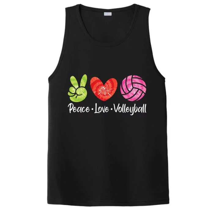 Volleyball Gift Tie Dye Peace Love Volleyball Sport Lover Gift Performance Tank