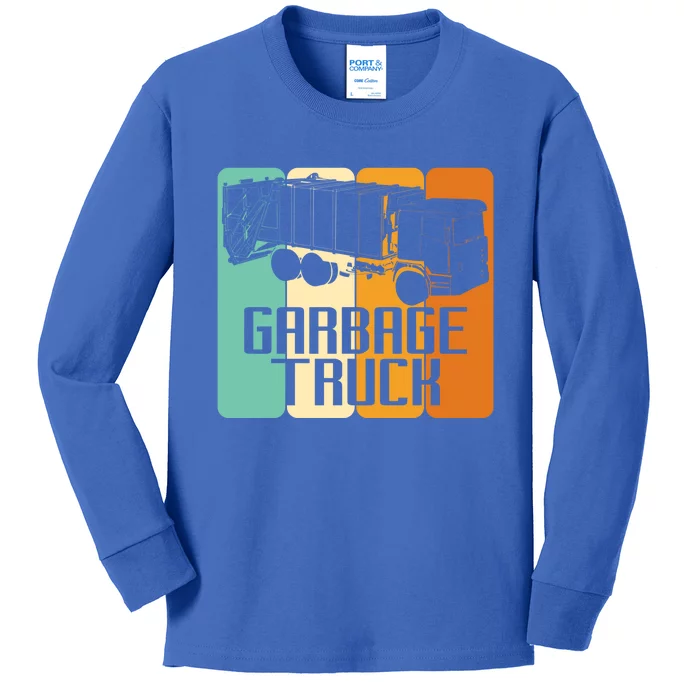 Vintage Garbage Truck Driver Trash Trucker Meaningful Gift Kids Long Sleeve Shirt