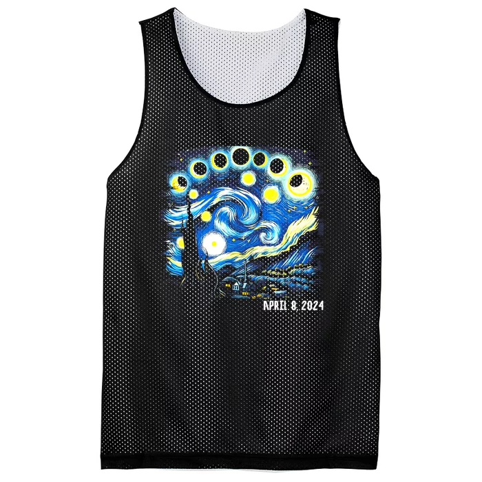 Van Gogh Total Solar Eclipse April 8th 2024 Mesh Reversible Basketball Jersey Tank