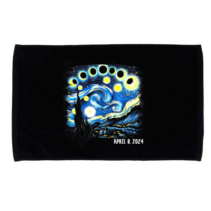 Van Gogh Total Solar Eclipse April 8th 2024 Microfiber Hand Towel