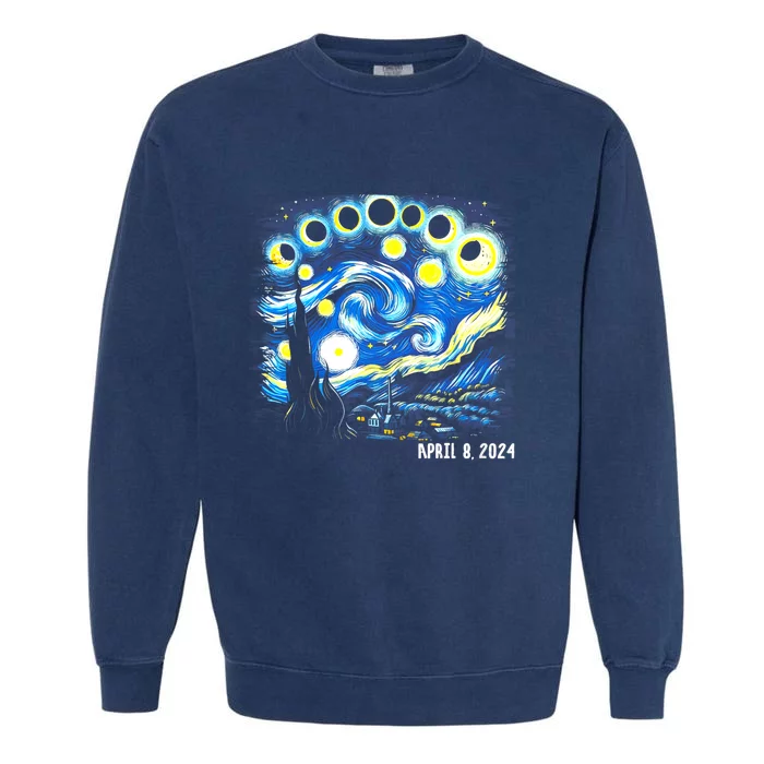 Van Gogh Total Solar Eclipse April 8th 2024 Garment-Dyed Sweatshirt