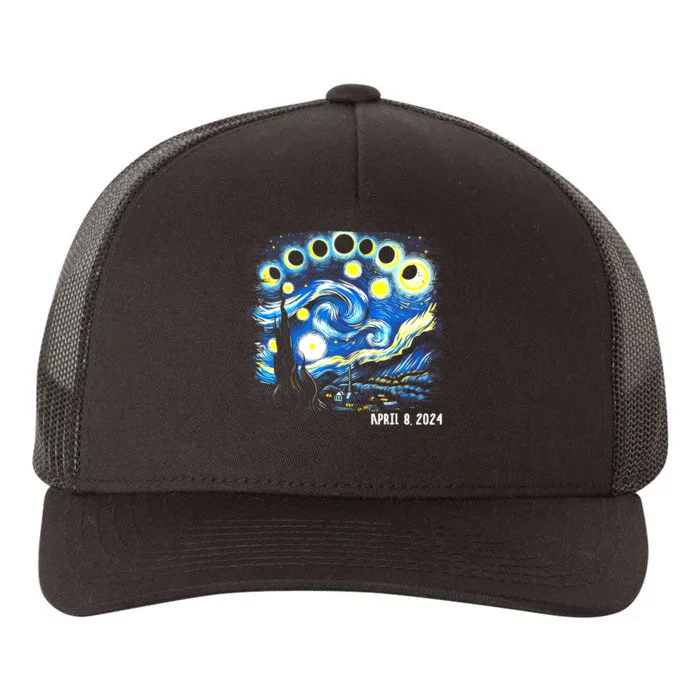 Van Gogh Total Solar Eclipse April 8th 2024 Yupoong Adult 5-Panel Trucker Hat