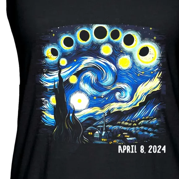 Van Gogh Total Solar Eclipse April 8th 2024 Ladies Essential Flowy Tank