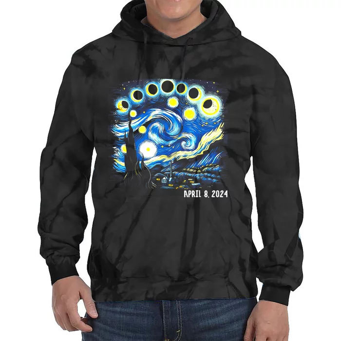 Van Gogh Total Solar Eclipse April 8th 2024 Tie Dye Hoodie