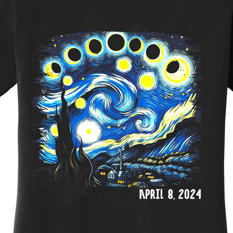 Van Gogh Total Solar Eclipse April 8th 2024 Women's T-Shirt