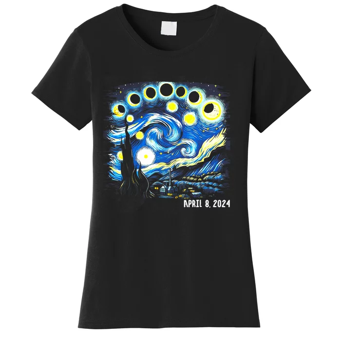 Van Gogh Total Solar Eclipse April 8th 2024 Women's T-Shirt