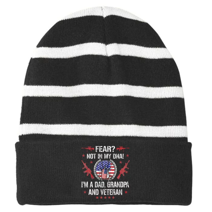 Veteran grandpa USA Flag Striped Beanie with Solid Band