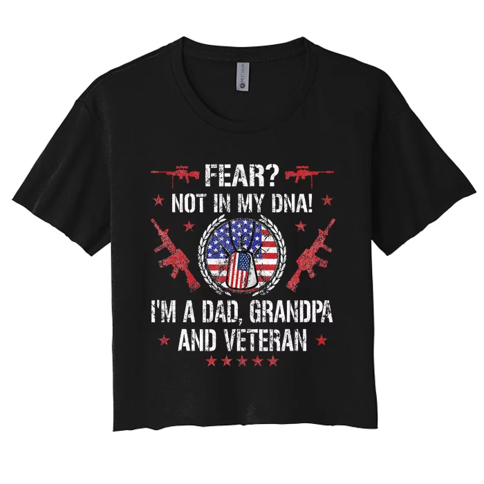 Veteran grandpa USA Flag Women's Crop Top Tee