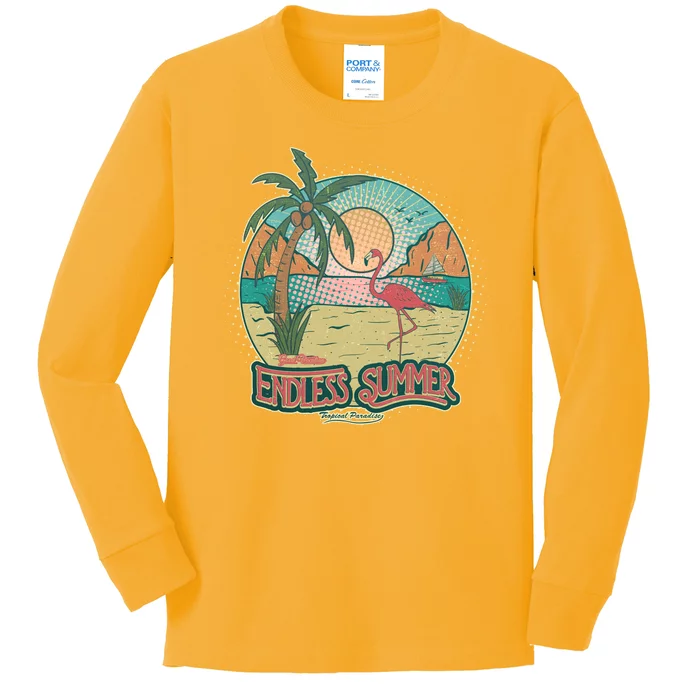 Vintage Good Vacation Endless Summer Tropical Paradise Kids Long Sleeve Shirt