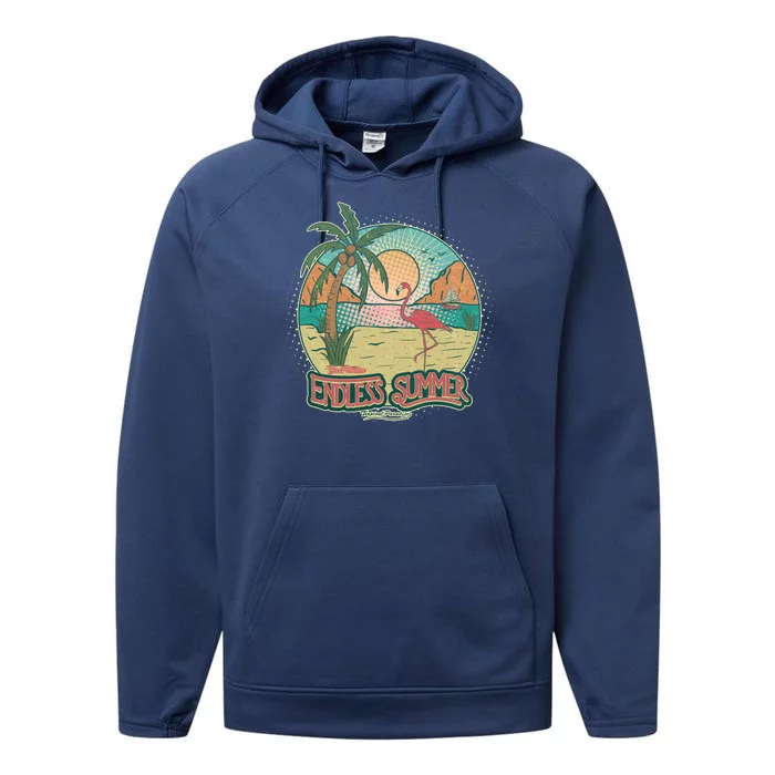 Vintage Good Vacation Endless Summer Tropical Paradise Performance Fleece Hoodie