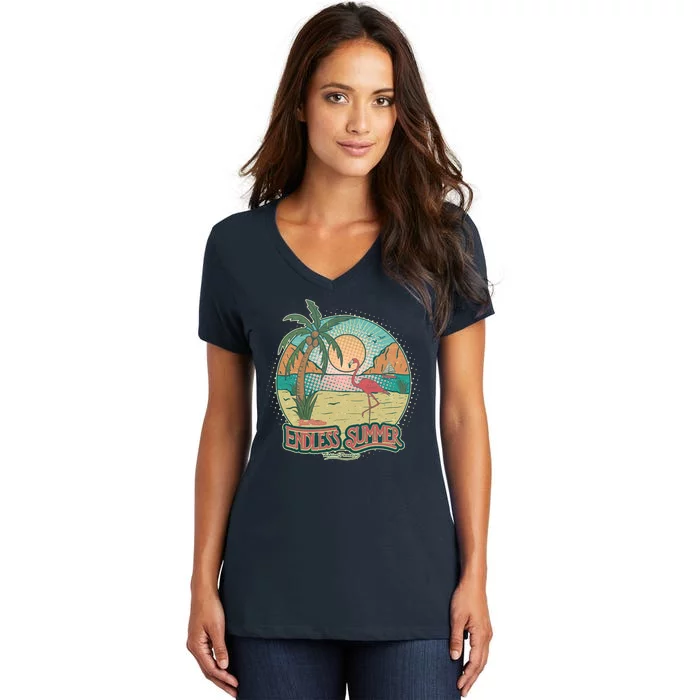 Vintage Good Vacation Endless Summer Tropical Paradise Women's V-Neck T-Shirt