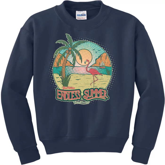 Vintage Good Vacation Endless Summer Tropical Paradise Kids Sweatshirt