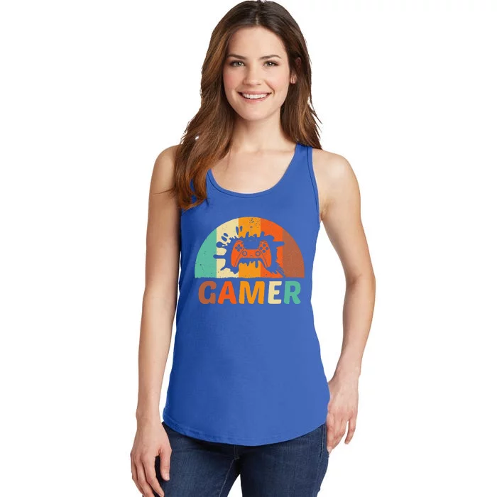 Video Game Vintage Gamer Boy For Lovers And Players Ladies Essential Tank