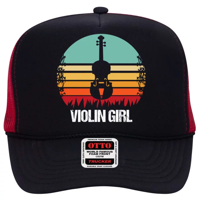 Violin Girl Voilin Gift High Crown Mesh Trucker Hat