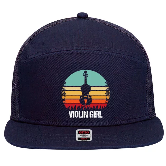 Violin Girl Voilin Gift 7 Panel Mesh Trucker Snapback Hat