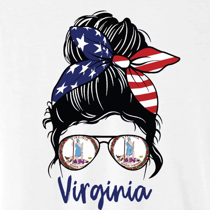 Virginia Girl Virginia Flag State Girlfriend Messy Bun ChromaSoft Performance T-Shirt