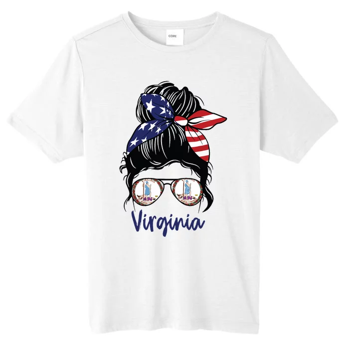 Virginia Girl Virginia Flag State Girlfriend Messy Bun ChromaSoft Performance T-Shirt