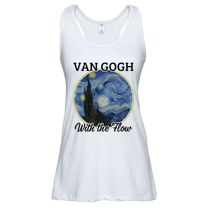 Van Gogh With The Flow Funny Artist Pun Humor Ladies Essential Flowy Tank