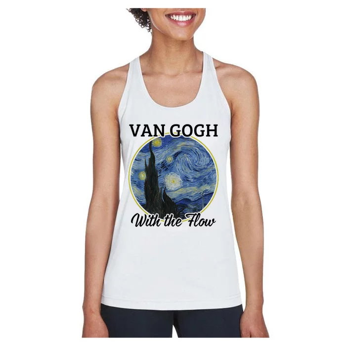 Van Gogh With The Flow Funny Artist Pun Humor Women's Racerback Tank