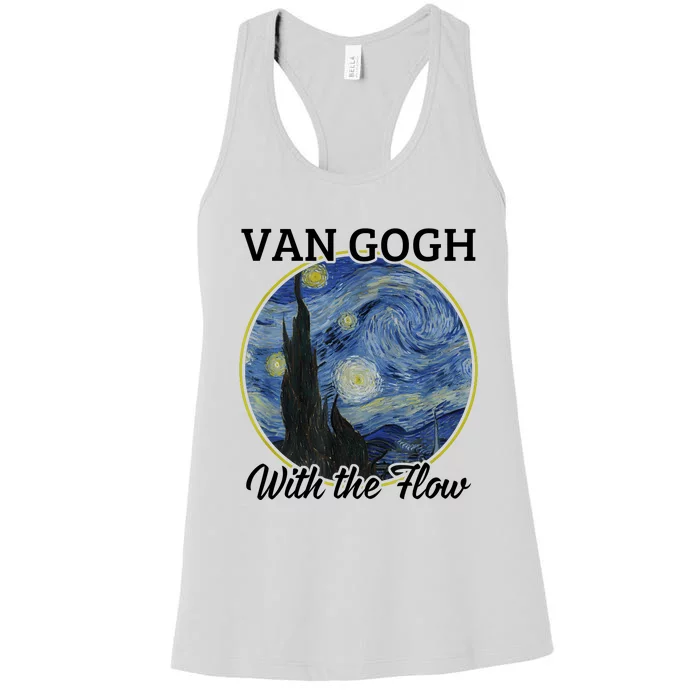 Van Gogh With The Flow Funny Artist Pun Humor Women's Racerback Tank