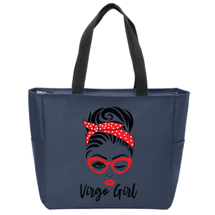 Virgo Girl Wink Eye Woman Face Wink Eyes Lady Zip Tote Bag