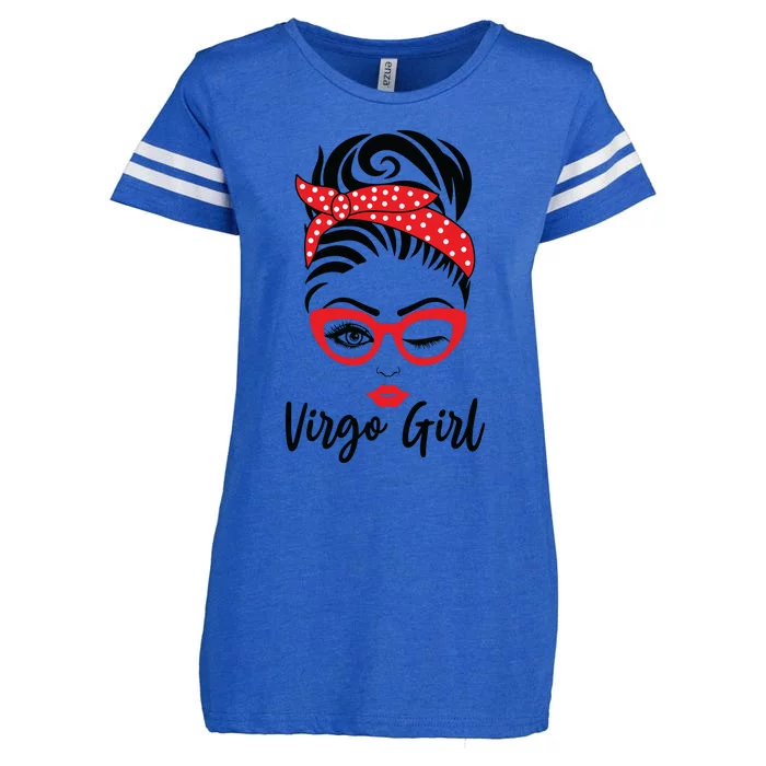 Virgo Girl Wink Eye Woman Face Wink Eyes Lady Enza Ladies Jersey Football T-Shirt