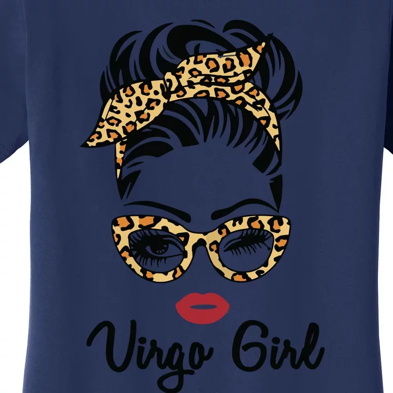 Virgo Girl Woman Face Leopard Bandana Wink Eye Women's T-Shirt