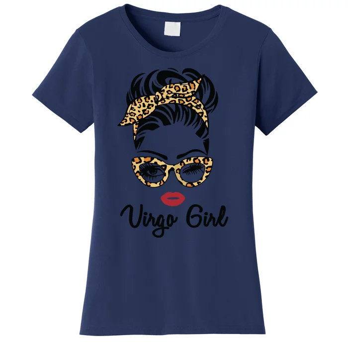 Virgo Girl Woman Face Leopard Bandana Wink Eye Women's T-Shirt