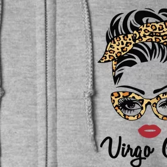 Virgo Girl Woman Face Leopard Bandana Wink Eye Full Zip Hoodie