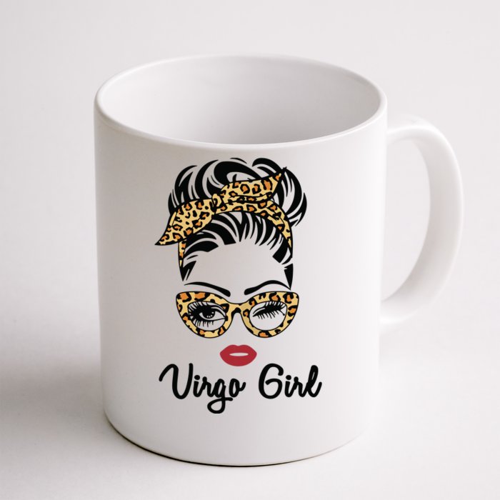 Virgo Girl Woman Face Leopard Bandana Wink Eye Front & Back Coffee Mug