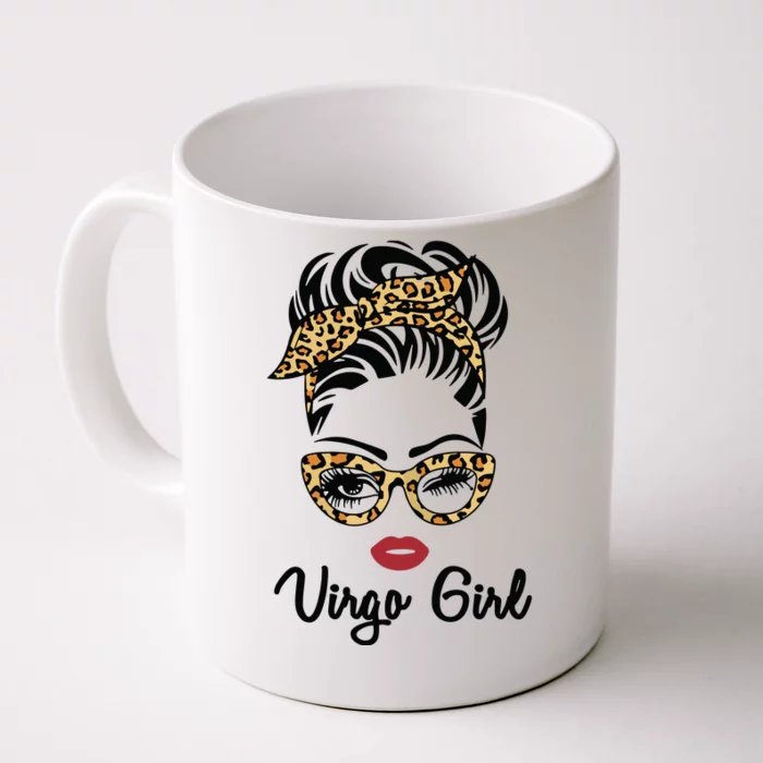 Virgo Girl Woman Face Leopard Bandana Wink Eye Front & Back Coffee Mug