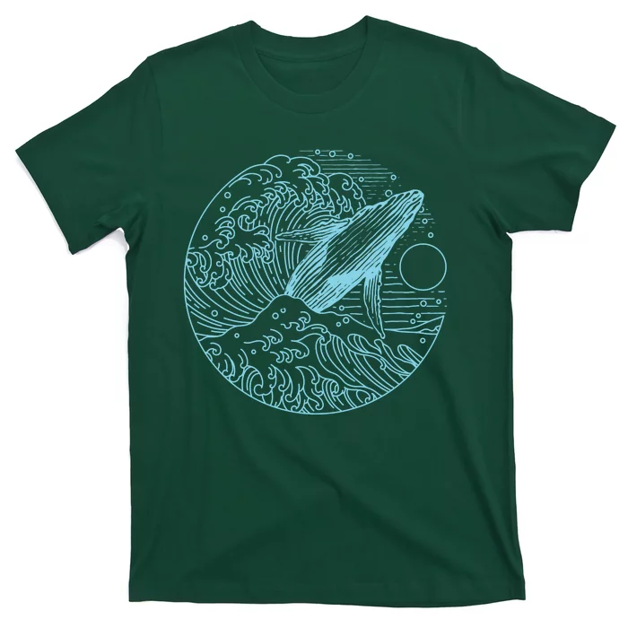 Vintage Great Wave Leaping Humpback Whale T-Shirt