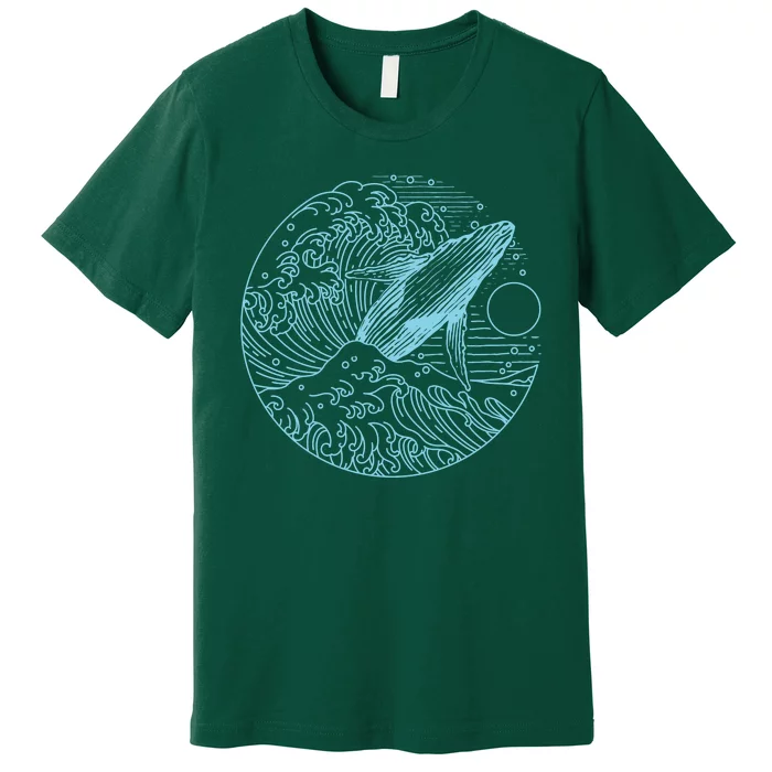 Vintage Great Wave Leaping Humpback Whale Premium T-Shirt