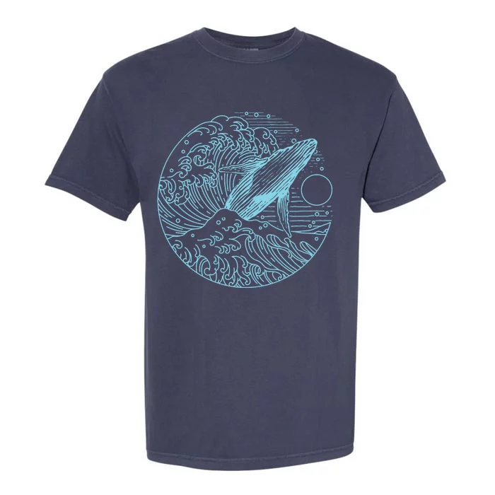 Vintage Great Wave Leaping Humpback Whale Garment-Dyed Heavyweight T-Shirt