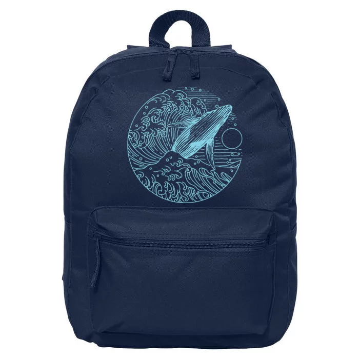 Vintage Great Wave Leaping Humpback Whale 16 in Basic Backpack