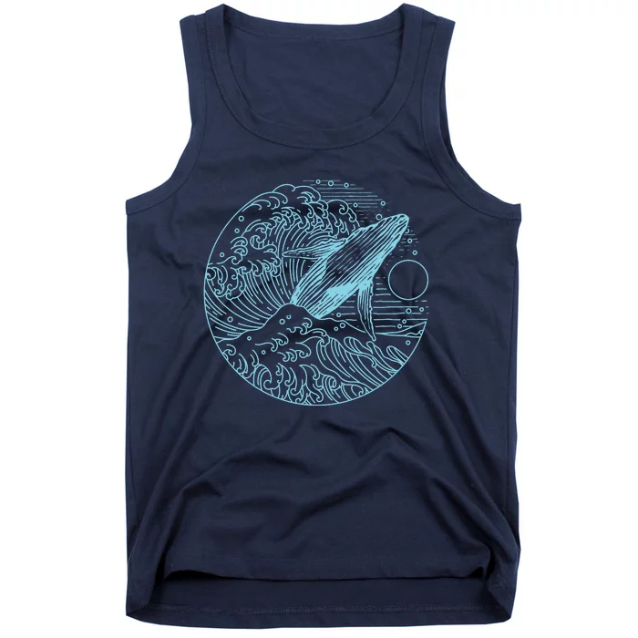 Vintage Great Wave Leaping Humpback Whale Tank Top