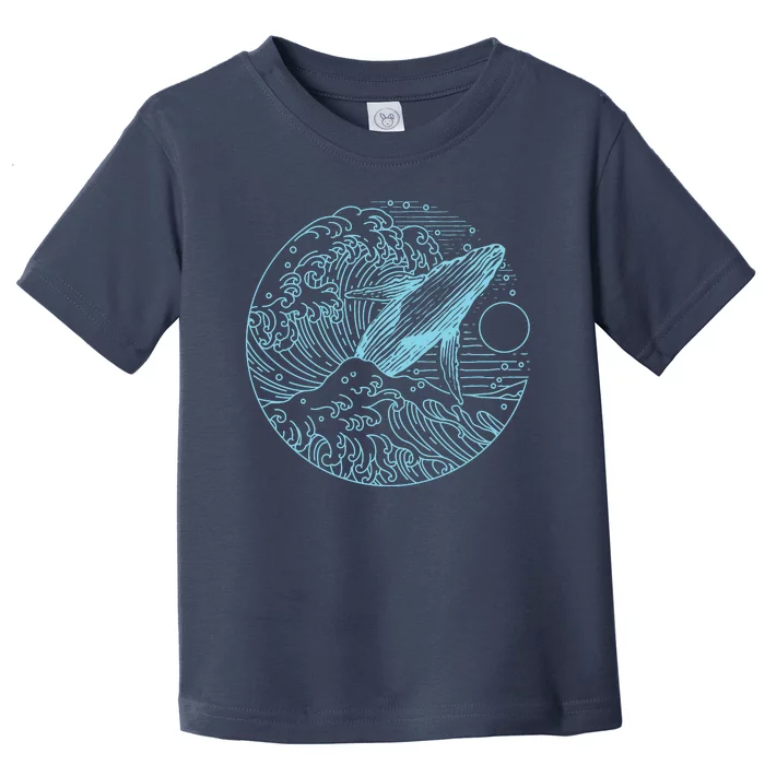 Vintage Great Wave Leaping Humpback Whale Toddler T-Shirt