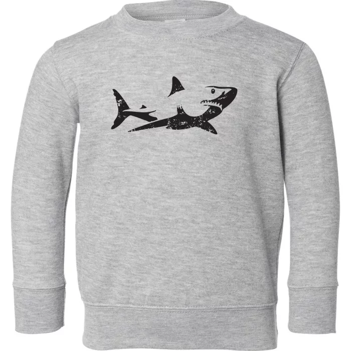 Vintage Great White Shark Silhouette Ocean Predator Toddler Sweatshirt