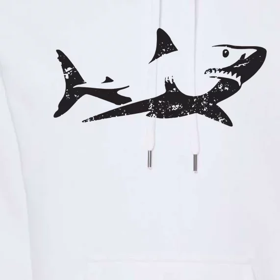 Vintage Great White Shark Silhouette Ocean Predator Premium Hoodie