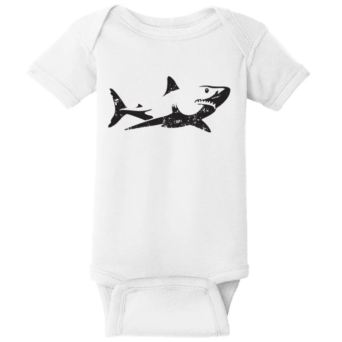 Vintage Great White Shark Silhouette Ocean Predator Baby Bodysuit