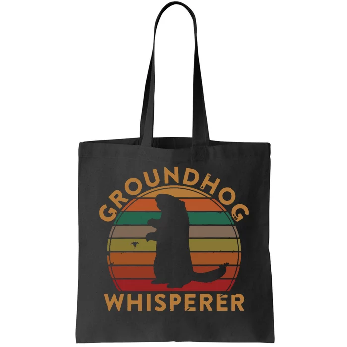 Vintage Groundhog Whisperer Silhouette Gift Ground Hog Day Tote Bag