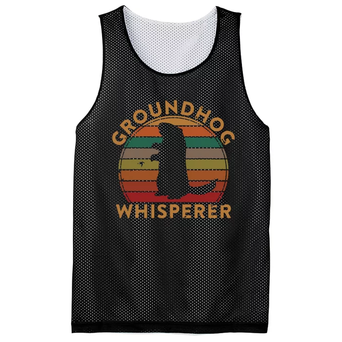 Vintage Groundhog Whisperer Silhouette Gift Ground Hog Day Mesh Reversible Basketball Jersey Tank