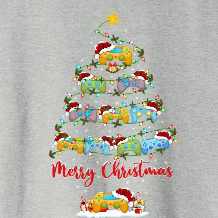 Video Game Xmas Lighting Santa Video Game Christmas Tree Gift Women's Crop Top Tee