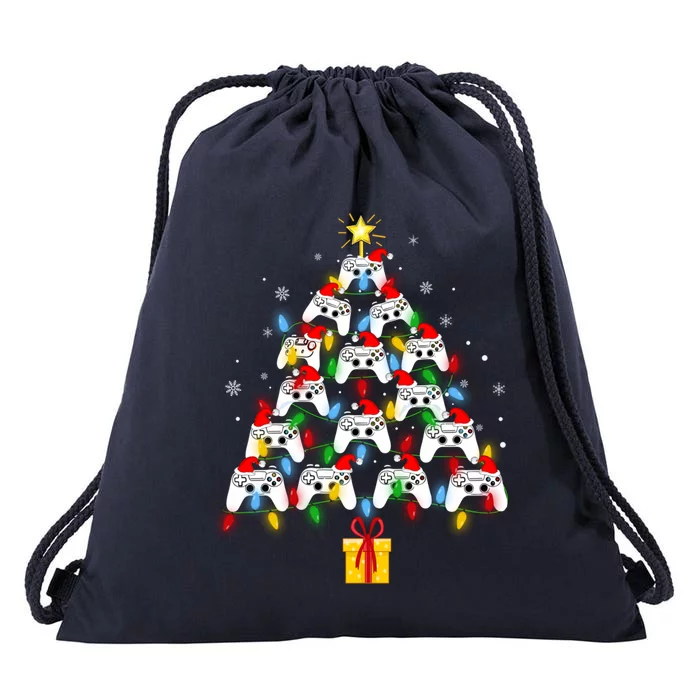 Video Gamer Xmas Gaming Controller Christmas Tree Gift Drawstring Bag