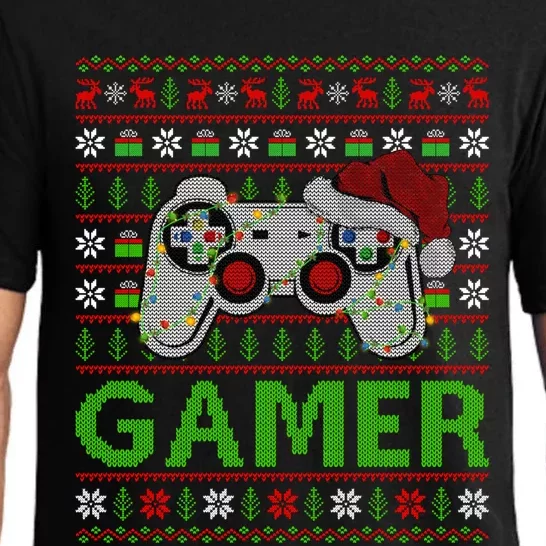 Video Gamer Xmas Lighting Ugly Santa Video Gamer Christmas Gift Pajama Set